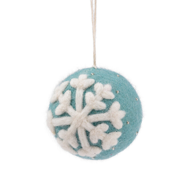 Filz Weihnachtshänger Bal Sneeuwvlok ijsblauw