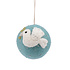 Sjaal met Verhaal Felt Christmas Hanger Bal Vredesduif ijsblauw