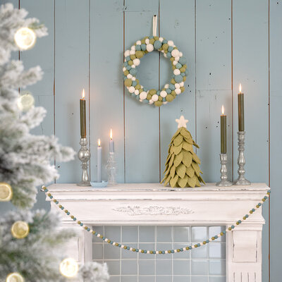 Sjaal met Verhaal Filz Weihnachtskranz Viltballetjes Winterwonderland