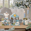 Sjaal met Verhaal Filz-Weihnachtskrippe ijsblauw/wit