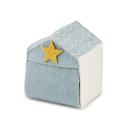Sjaal met Verhaal Felt Nativity Scene ijsblauw/wit