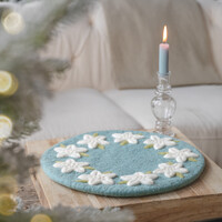 Sjaal met Verhaal Filz-Untersetzer 35 cm rond Kerstster ijsblauw