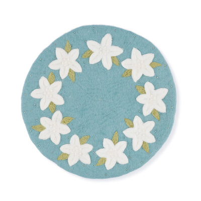 Sjaal met Verhaal Felt coaster 35 cm rond Kerstster ijsblauw