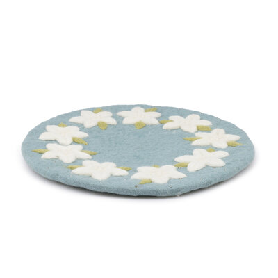 Sjaal met Verhaal Felt coaster 35 cm rond Kerstster ijsblauw
