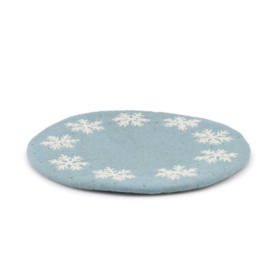 Sjaal met Verhaal Felt coaster 35 cm rond Sneeuwvlok ijsblauw