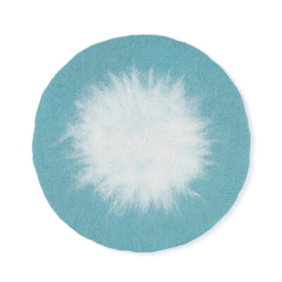 Sjaal met Verhaal Felt coaster 40 cm rond ijsblauw/wit