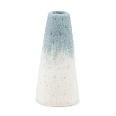 Sjaal met Verhaal Felt Vase Medium ijsblauw/wit