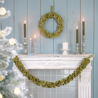 Sjaal met Verhaal Felt Garland Eucalyptus lichtgroen