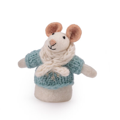 Sjaal met Verhaal Finger Dolls Muis ijsblauw