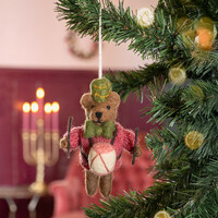 Sjaal met Verhaal Felt Christmas Hanger Beer met Trommel cyclaam