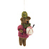 Sjaal met Verhaal Felt Christmas Hanger Beer met Trommel cyclaam