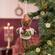 Sjaal met Verhaal Filz Weihnachtshänger Beer met Trommel creme