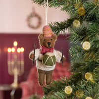 Sjaal met Verhaal Filz Weihnachtshänger Beer met Trommel creme