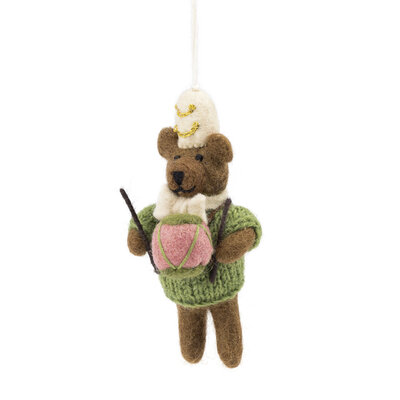 Sjaal met Verhaal Felt Christmas Hanger Beer met Trommel green