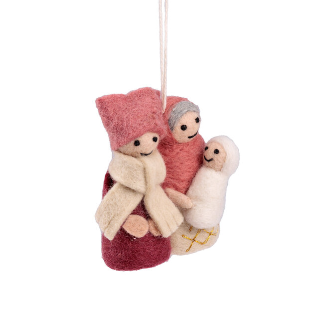Filz Weihnachtshänger Jozef & Maria cyclaam/oud roze