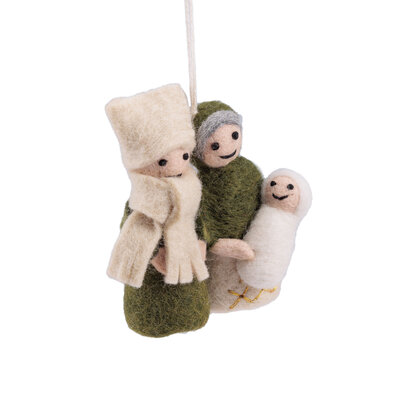 Sjaal met Verhaal Filz Weihnachtshänger Jozef & Maria groen/creme