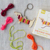 Rex London Stitch your own wooden keyring  Sausage Dog