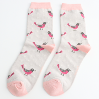 Miss Sparrow Socks Bamboo Blackbirds silver