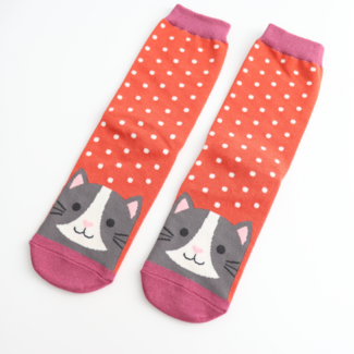 Miss Sparrow Socks Bamboo Cool Cat burnt orange