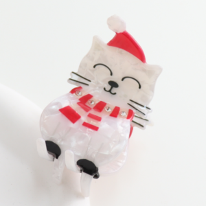 Red Cuckoo Hair Claw Clip Xmas Cat