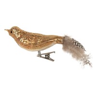 Clayre & Eef Christmas Decoration Bird Brown Glass