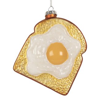 Clayre & Eef Christmas Decoration Fried Egg on Toast Glass