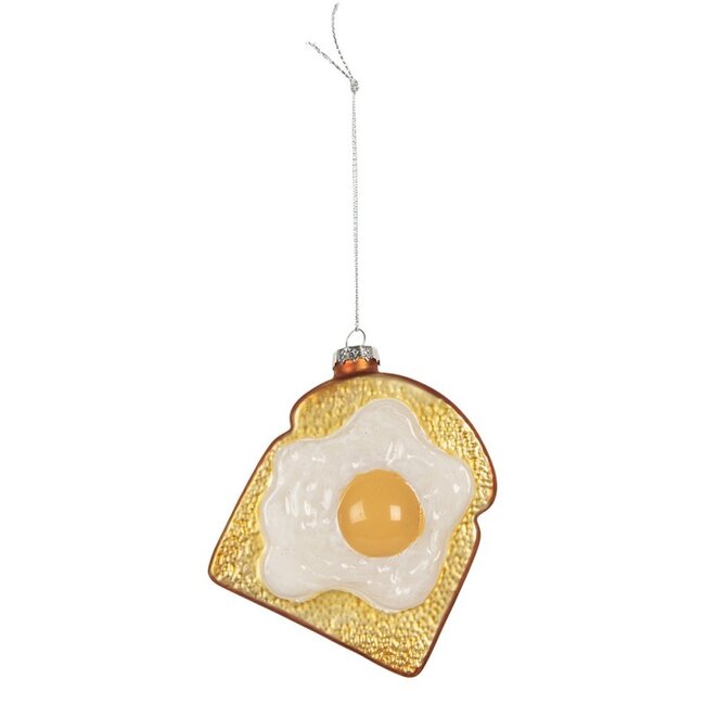 Christmas Decoration Fried Egg on Toast Glass