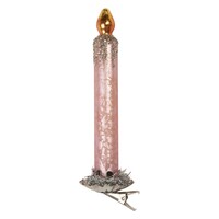 Clayre & Eef Christmas Decoration Candle Pink Glass