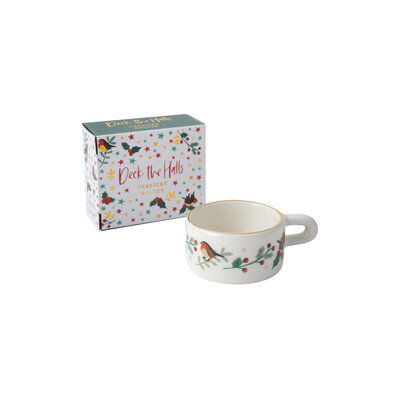 CGB Giftware Tealight Holder Deck the Halls Robin