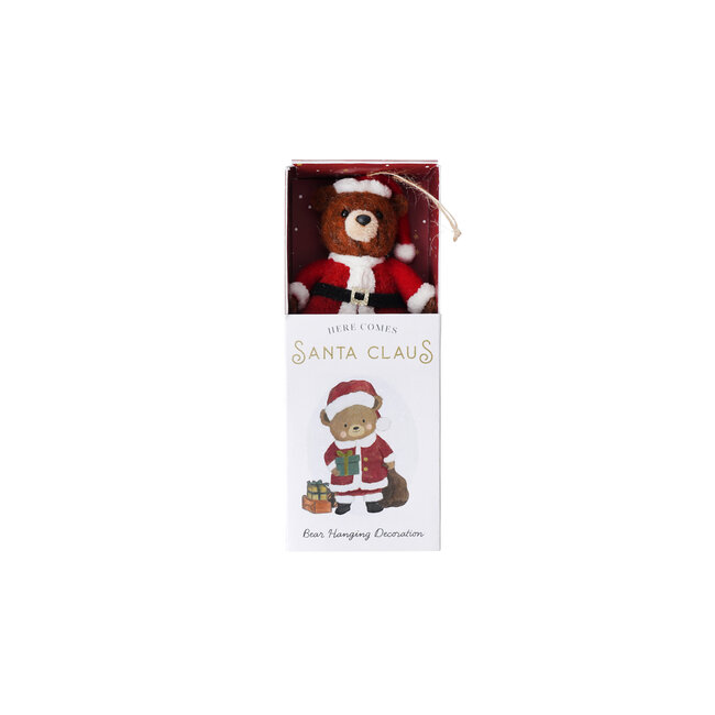 Filz Weihnachtshänger Bear in Giftbox  "Here comes..."