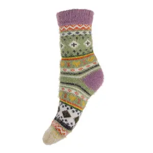 Gemjar Socks Woolmix Scandi olive/purple
