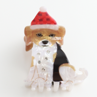 Red Cuckoo Hair Claw Clip Xmas Dog
