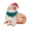 Red Cuckoo Hair Claw Clip Xmas Cat brown