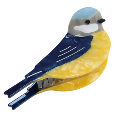 Red Cuckoo Hair Claw Clip Blue Tit large
