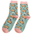 Miss Sparrow Socken Bamboo Cute Capybara green