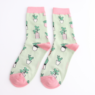 Miss Sparrow Socken Bamboo Succulents mint