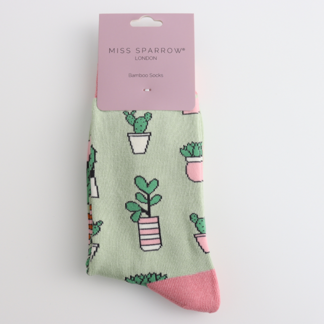 Socken Bamboo Succulents mint