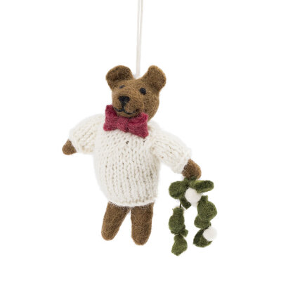 Sjaal met Verhaal Felt Christmas Hanger Meneer Beer creme