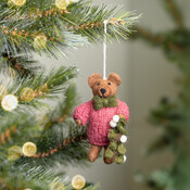 Sjaal met Verhaal Felt Christmas Hanger Meneer Beer cyclaam