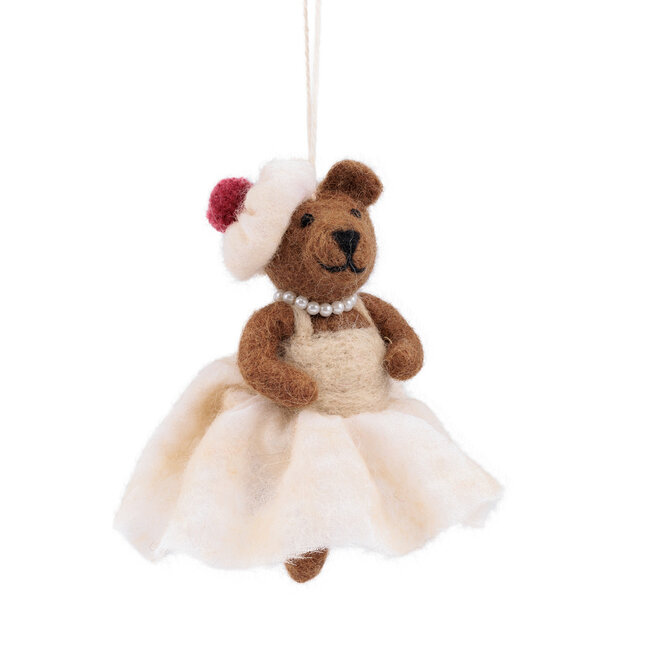 Filz Weihnachtshänger Mevrouw Beer creme