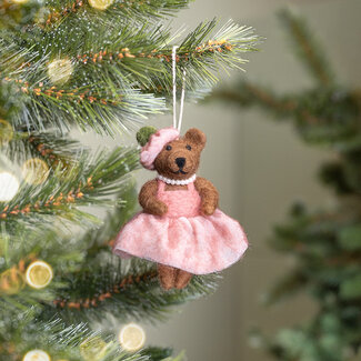 Sjaal met Verhaal Felt Christmas Hanger Mevrouw Beer oudroze