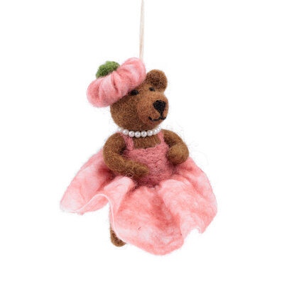 Sjaal met Verhaal Felt Christmas Hanger Mevrouw Beer oudroze