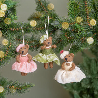 Sjaal met Verhaal Felt Christmas Hanger Mevrouw Beer oudroze