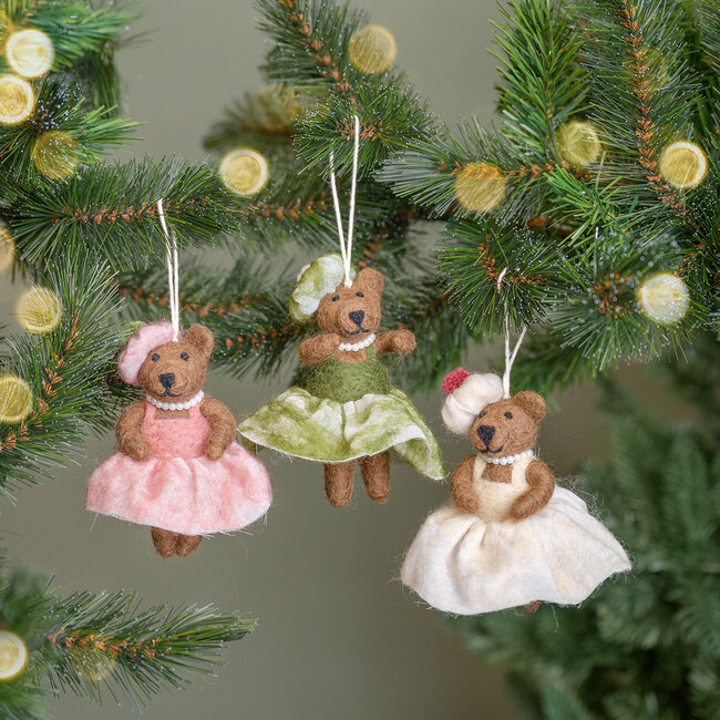 Filz Weihnachtshänger Mevrouw Beer oudroze