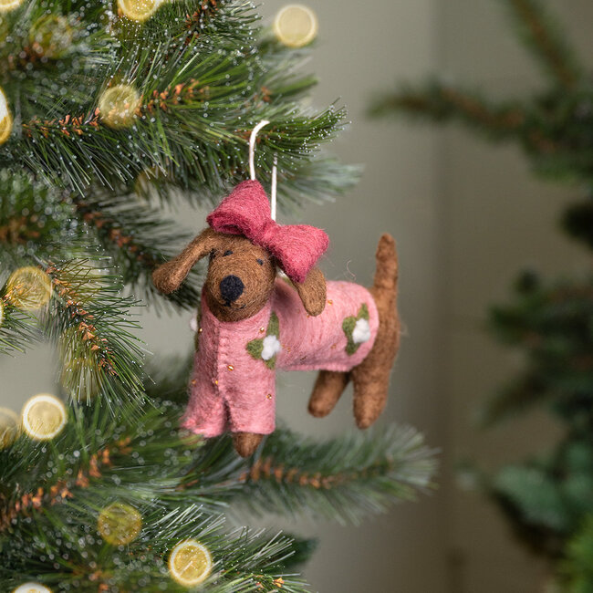 Filz Weihnachtshänger Teckel XL oudroze