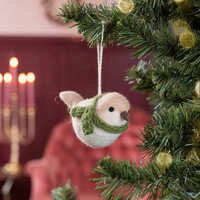 Sjaal met Verhaal Felt Christmas Hanger Vogeltje creme