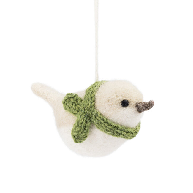 Filz Weihnachtshänger Vogeltje creme