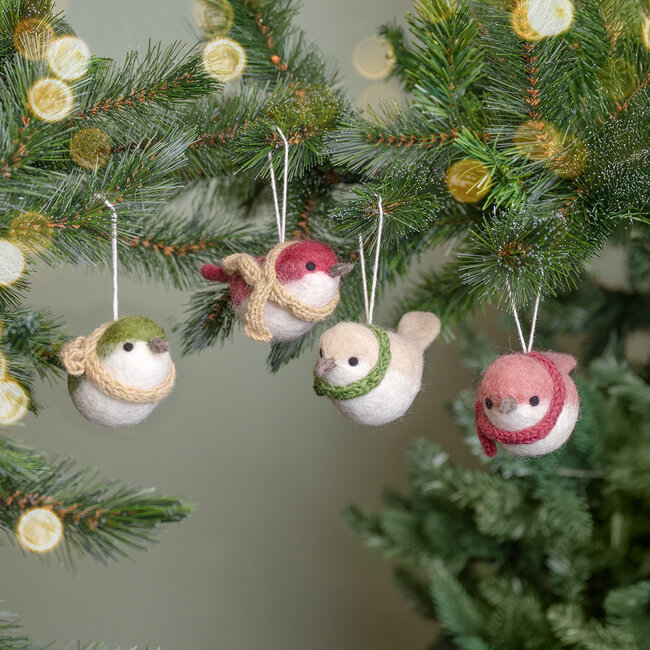 Felt Christmas Hanger Vogeltje creme