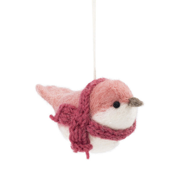 Felt Christmas Hanger Vogeltje oudroze
