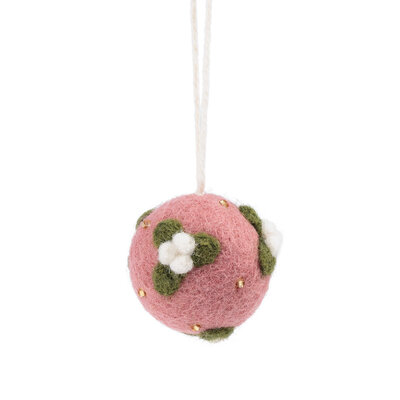 Sjaal met Verhaal Felt Christmas Hanger Mistletoe Small oudroze
